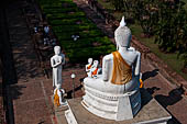 Ayutthaya, Thailand. Wat Yai Chai Mongkhon, statues group of Buddha with disciples. 